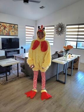 Yellow Chicken Costume with Red Accents for Big Kids or Adults